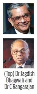 Indian Economists Dr Jagdish Bhagwati and Dr C Rangarajan conferred with inaugural Prof CR Rao Centenary Gold Medal